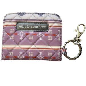 SIMPLY SOUTHERN Lavender Quilted ID Wallet - Aztec Key Ring Wallet - NWOT